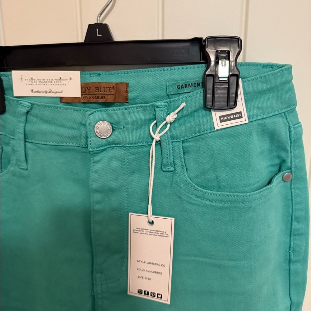 Judy Blue Aquamarine Ankle Cropped Jeans Stretch Denim Size 9 - Picture 5 of 6